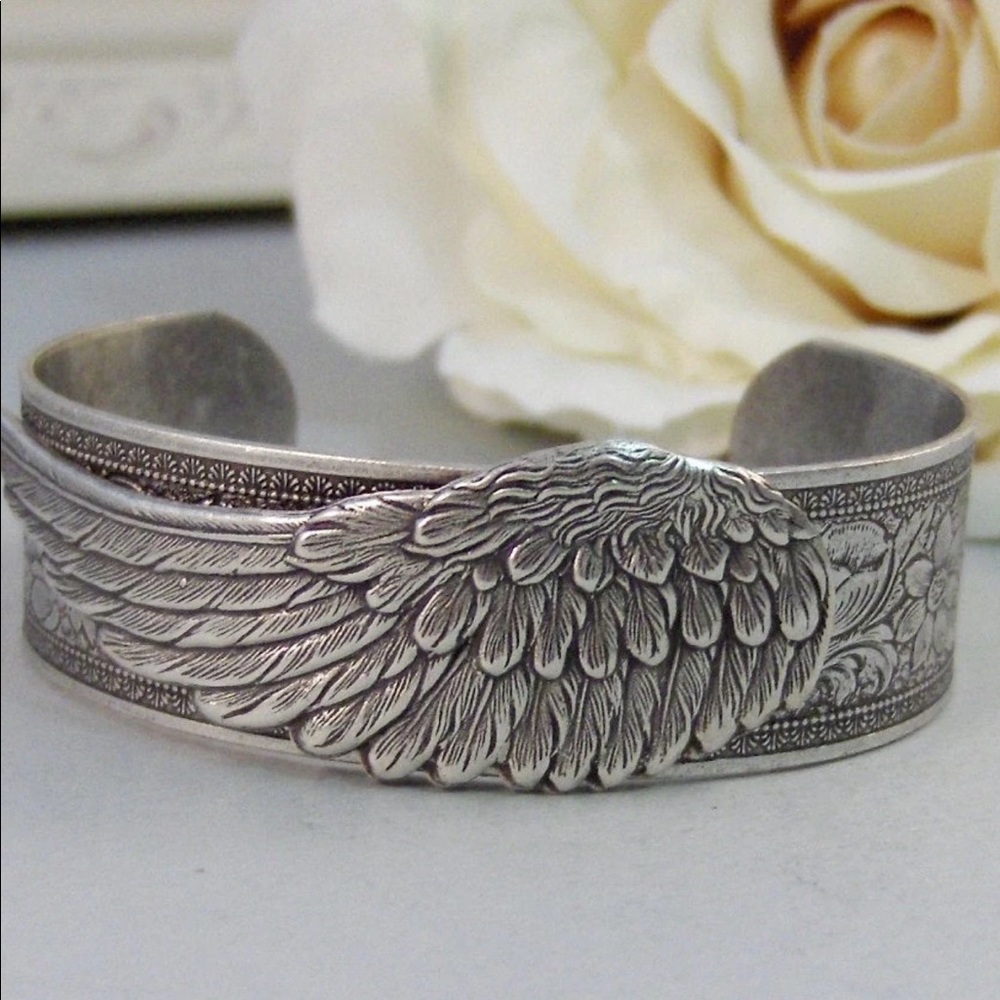 Cuff Bracelet Angel Wing Wing Bracelet Cuff Silver
